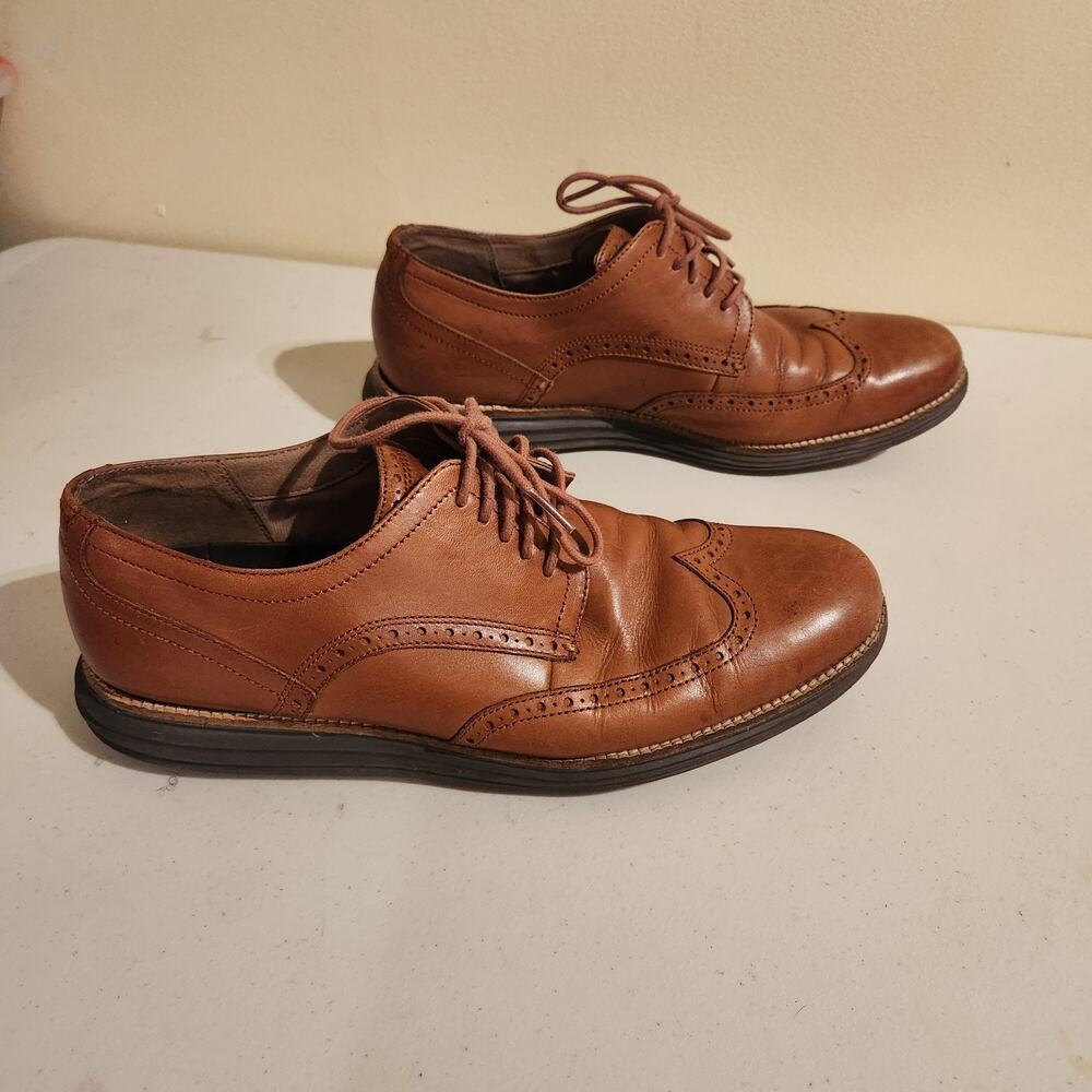 Cole Haan Grand OS Watson Mens Sz 11.5 Brown Leather Wing Tip Shoes C26472